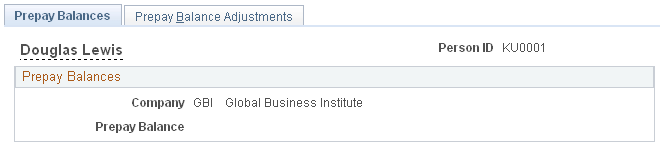 Prepay Balances page