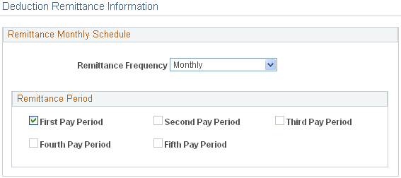 Deduction Remittance Information page