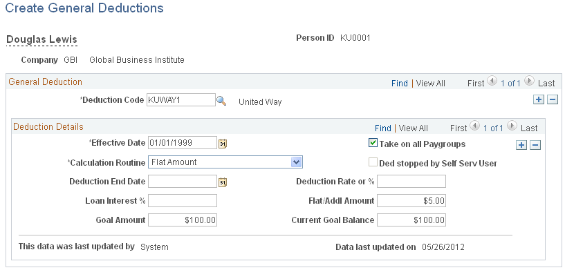 Create General Deductions page (USA, CAN)