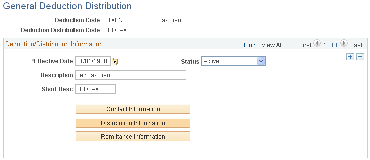 General Deduction Distribution page
