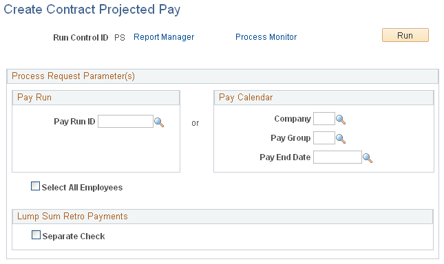 Create Contract Projected Pay page