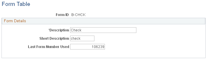 Form Table page