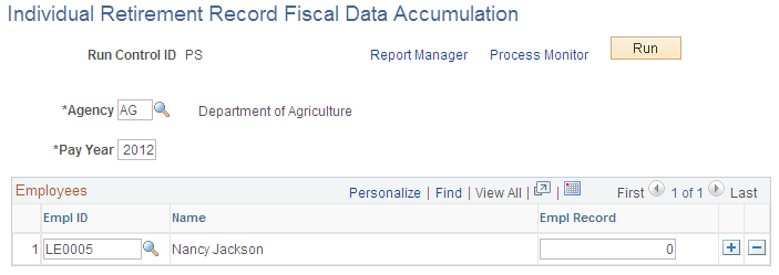 Individual Retirement Record Fiscal Data Accumulation page