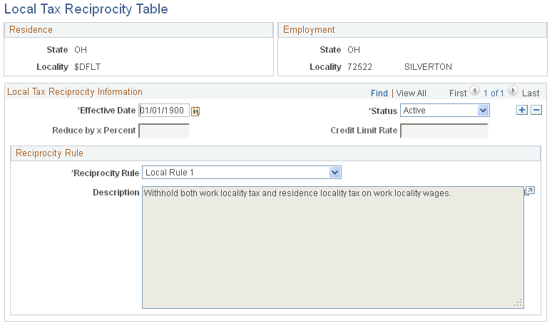 Local Tax Reciprocity Table page