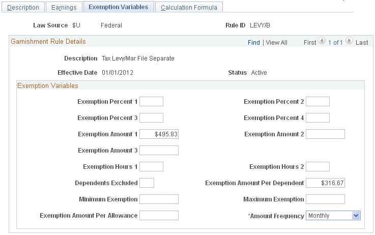 Exemption Variables (USA) page