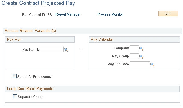 Create Contract Projected Pay page