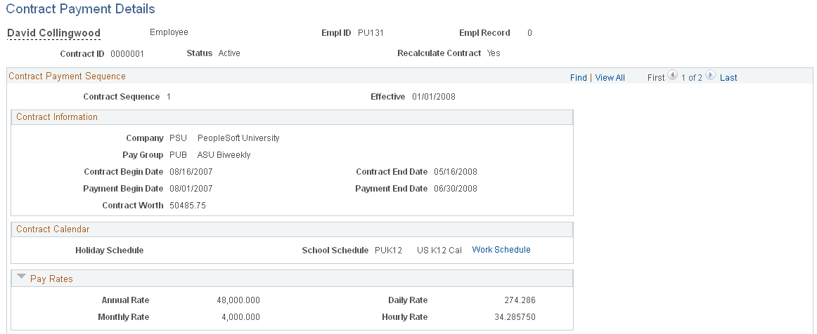 Contract Payment Details page (1 of 4)