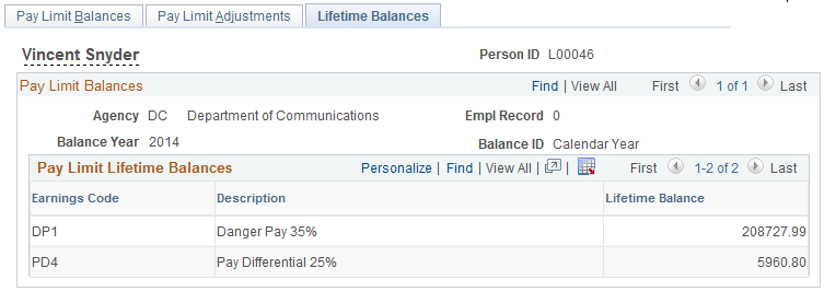 Lifetime Balances Page