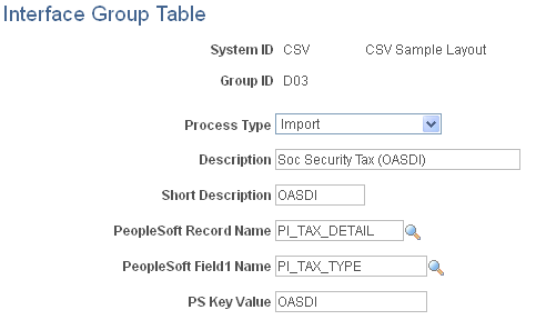 Interface Group Table, Group ID Used for Import