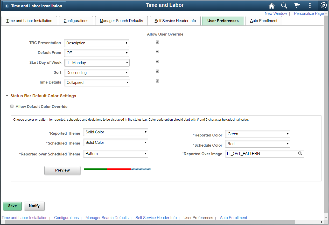 Time and Labor Installation_User Preferences