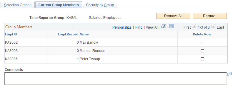 Static Group - Current Group Members