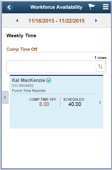 (Smartphone) Comp Time Off weekly Page