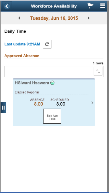 (Smartphone) Approved Absence daily page