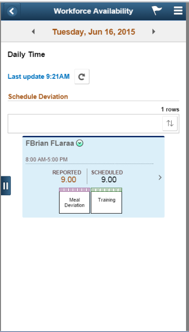 (Smartphone) Schedule Deviation daily page