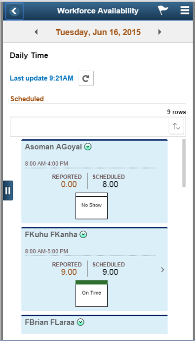 (Smartphone) Workforce Availability Page