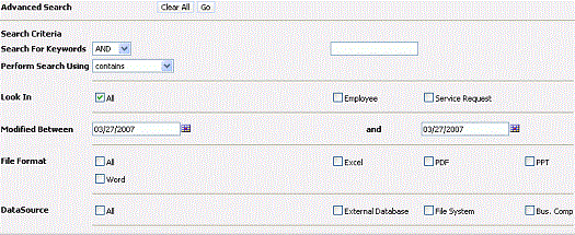 Example of the Advanced Search Template