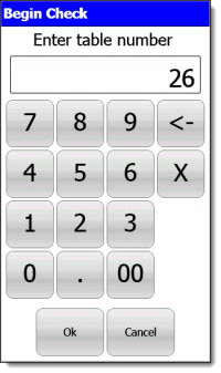 This figure shows the enter table number prompt window on the POS workstation.