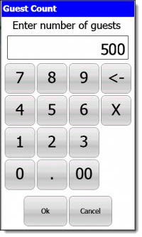 This figure shows the enter number of guests prompt window on the POS workstation.
