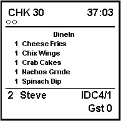 This figure shows a sample image of the chit with order type, seat number, and guest count layout.
