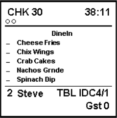 This figure shows a sample image of the chit with order type, item status, and guest count layout.