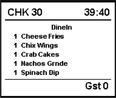 This figure shows a sample image of the chit with check number, order type, and guest count layout.