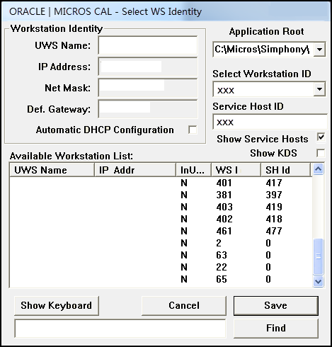 This figure shows the Select WS Identity dialog.