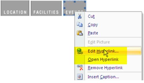 This figure shows the Edit Hyperlink option that can be selected to define a link for an image.