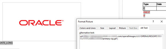 This figure shows the Alt Text tab selected in Format Picture and how to enter a reference to the image location using this option.
