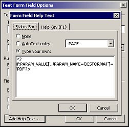 This figure shows the Form Field Help Text screen with the Status Bar tab selected.