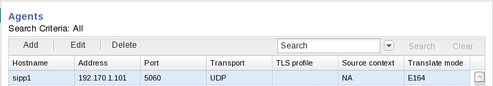 This screen capture shows the Add, Edit, and Delete configuration editing controls on a typical page in the GUI.