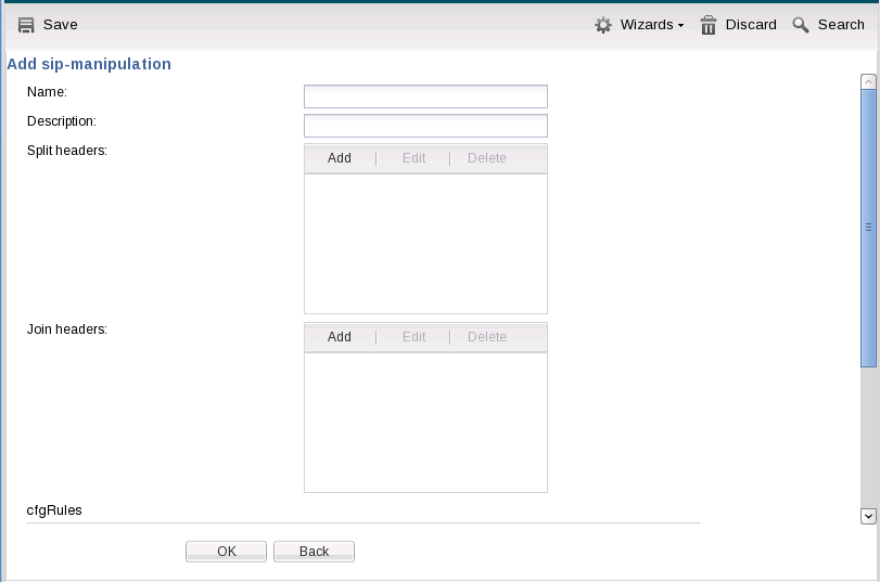 This screen capture shows the Add manipulation dialog where you manually add Header Manipulation Rules.