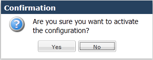 This creen capture shows the confirmation dialog that displays after you save the configuraton.