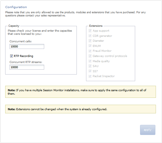 Configuration page