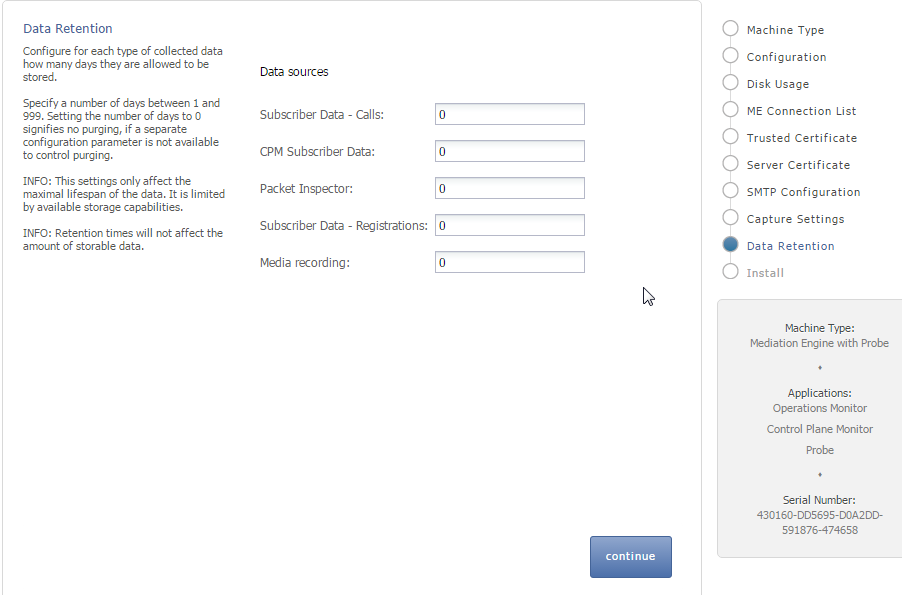 Data Retention page