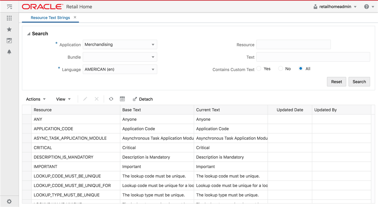 Resource Text Strings Screen