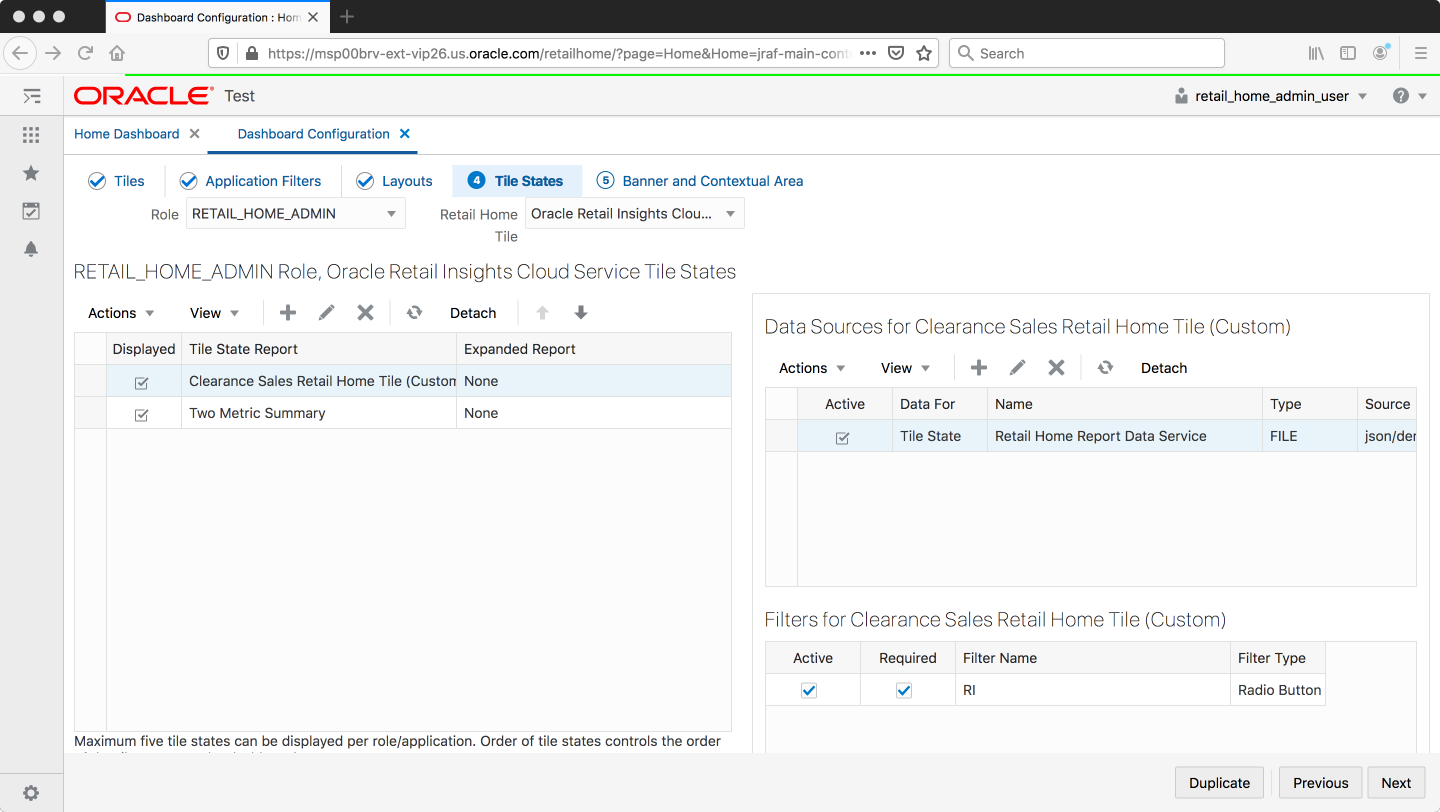 Tile Configuration for BUYER_JOB Role and Merchandising Application