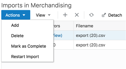 Imports Management Actions