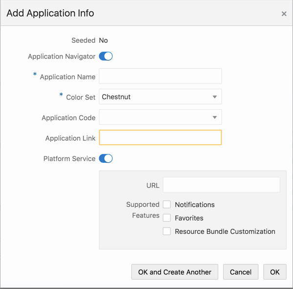 Add Applicatio Info Dialog