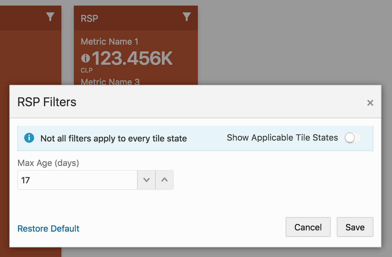 Filter Dialog for a Tile