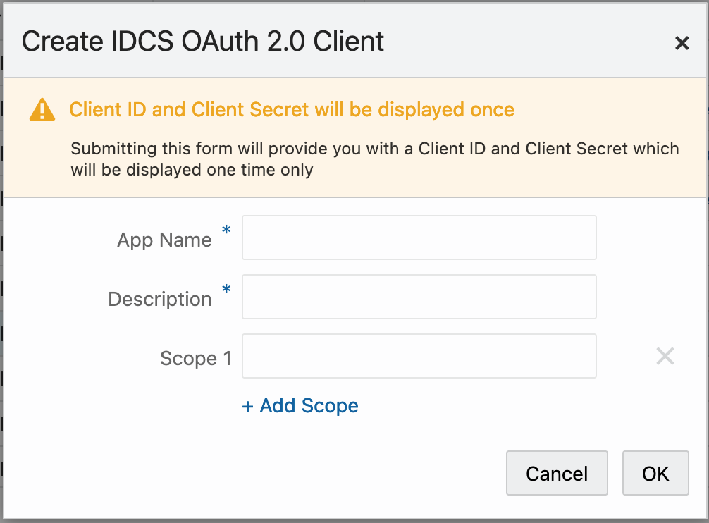 Create IDCS OAuth 2.0 Client