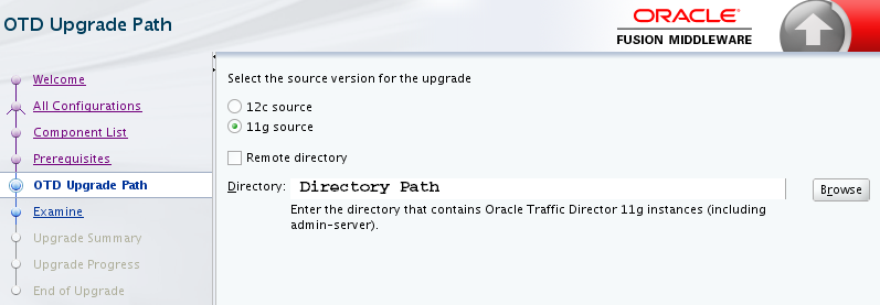 Upgrade AssistantのOracle Traffic Director 11gのアップグレード・パス