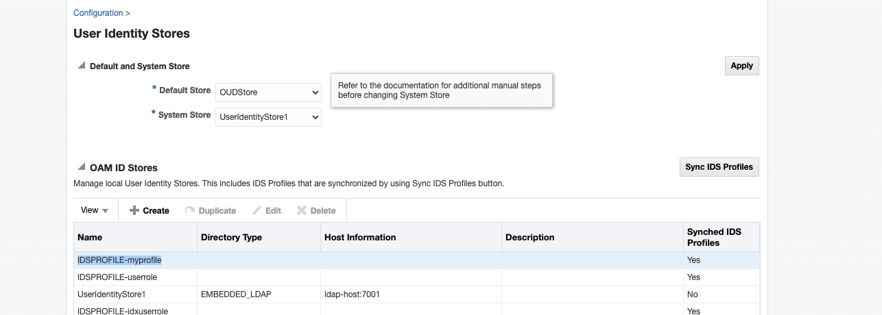 IDSプロファイルの同期