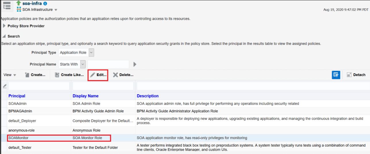 Oracle Enterprise Manager Fusion Middleware Controlでのユーザーおよびロールの割当て