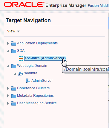 ターゲット・ナビゲーション・ツリーのsoa-infraノード