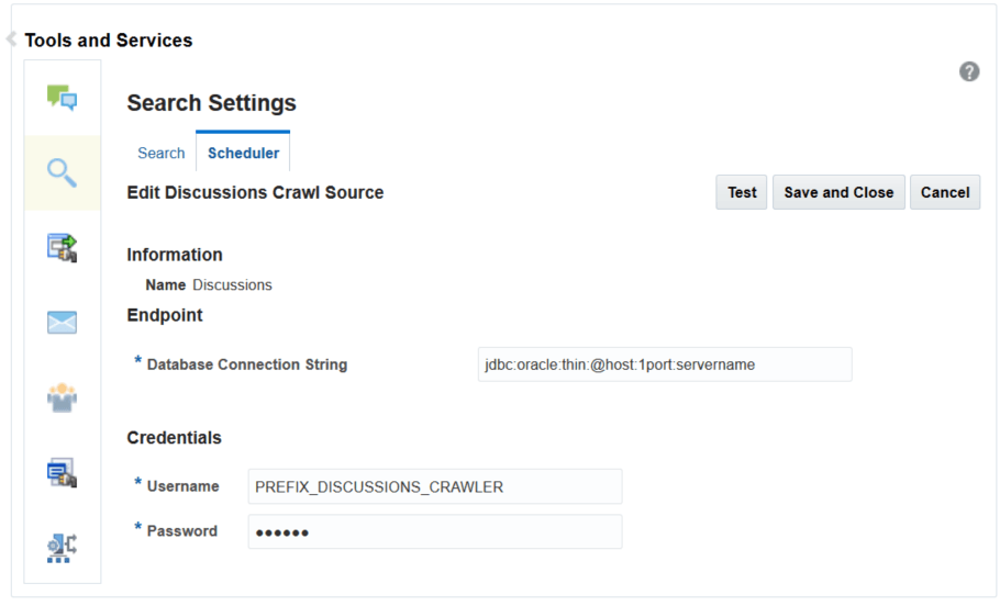 Elastic Searchの「ドキュメント・クロール・ソースの編集」 この画像は、「ディスカッション・クロール・ソースの編集」ページを示しています。