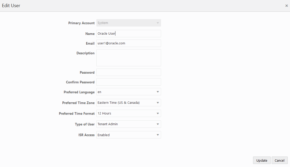 This screenshot shows the Edit User page.