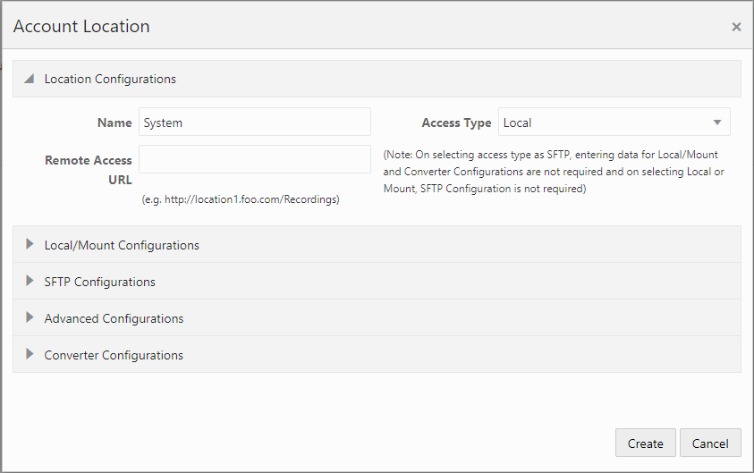 This screenshot shows the Account Location page.