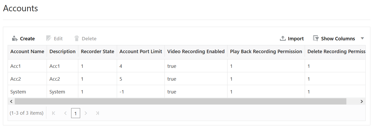 This screenshot shows the accounts page. This screenshot shows the accounts page.