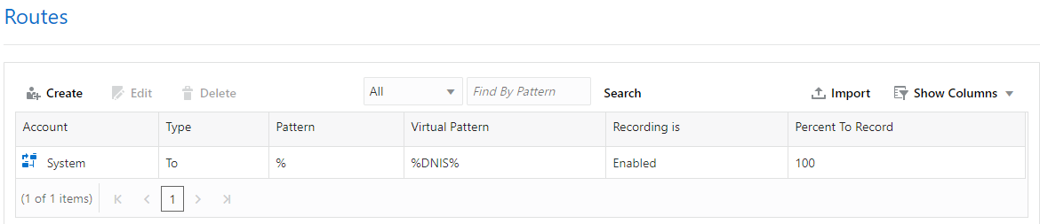 This screenshot shows the Routes page.