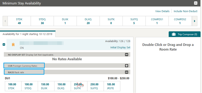 This image shows the Look to Book availability which is updated to show Display Set descriptions